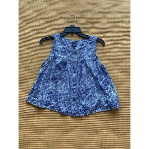 Women's Gap Floral‎ Babydoll Button Down Cropped Top Size Petite XS